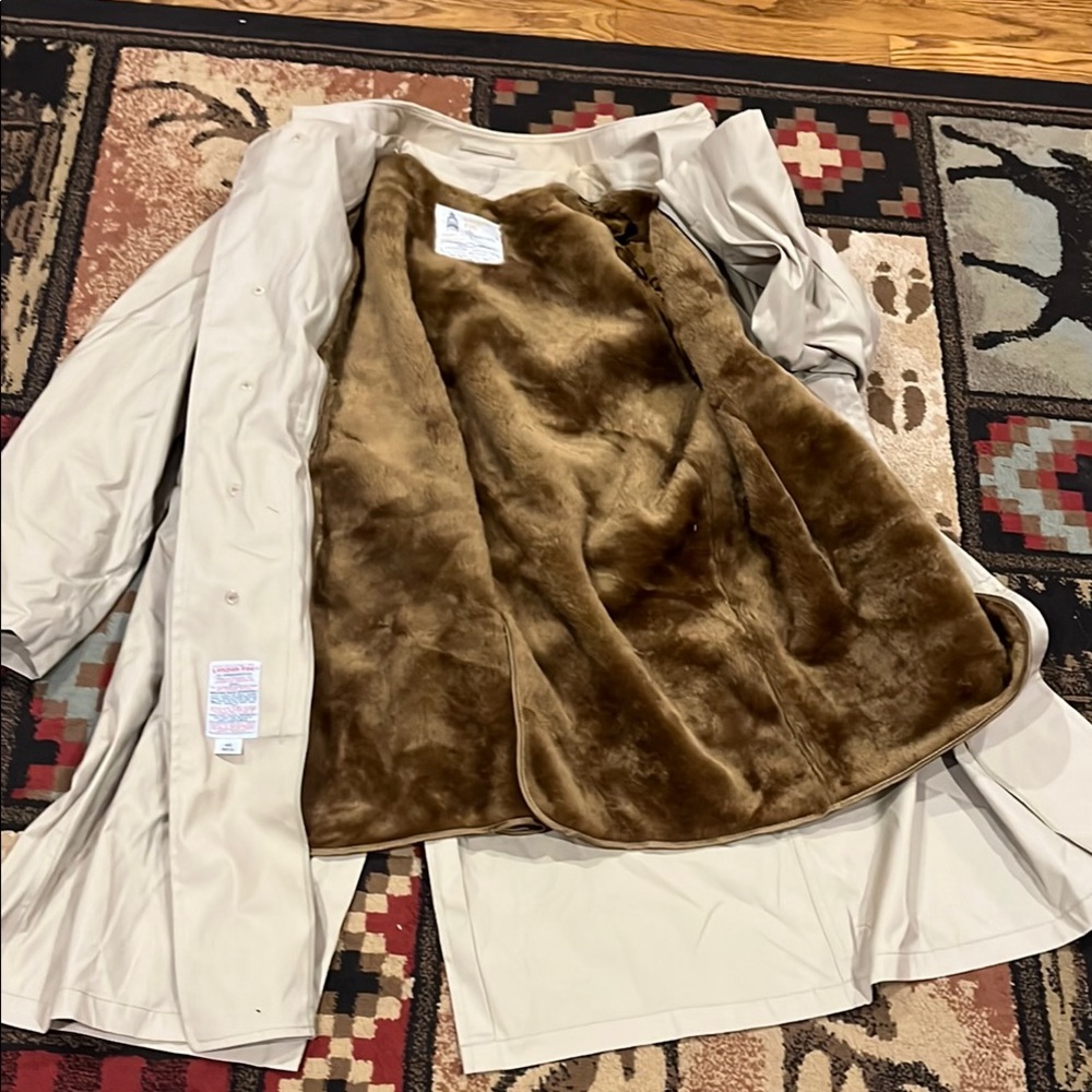 Mens vintage fur lined London Fog trench coat